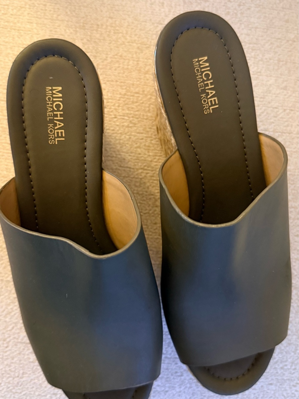Michael Kors Olive Slide Wedge Mules